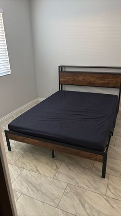 Industrial Metal and Wood Bed Frame