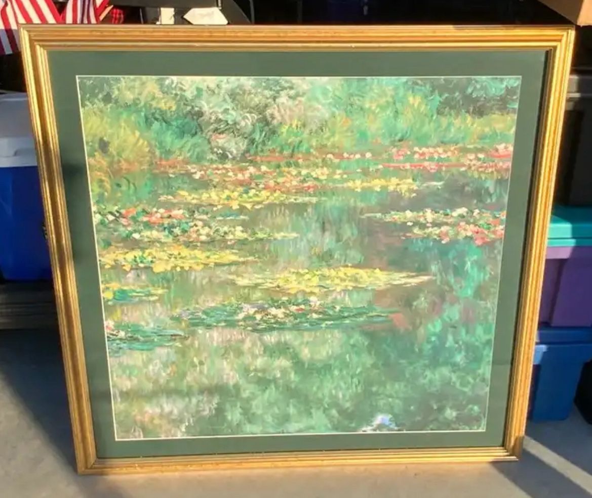 Very nice painting of water lilies In A Beautiful Frame