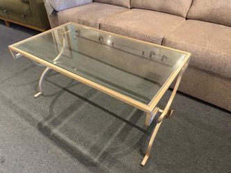 Glass Top Coffee Table with Gold Metal Base,$180