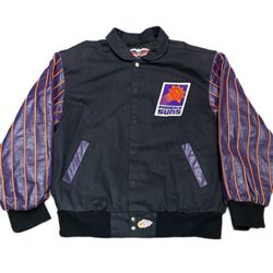 Vintage Jeff Hamilton Phoenix Suns Jacket Leather sleeves Mens XL