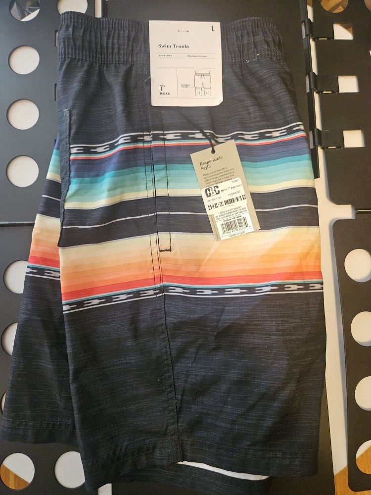 Men's 7" Ibiza Sunset Swim Shorts Goodfellow & Co Black LG Size