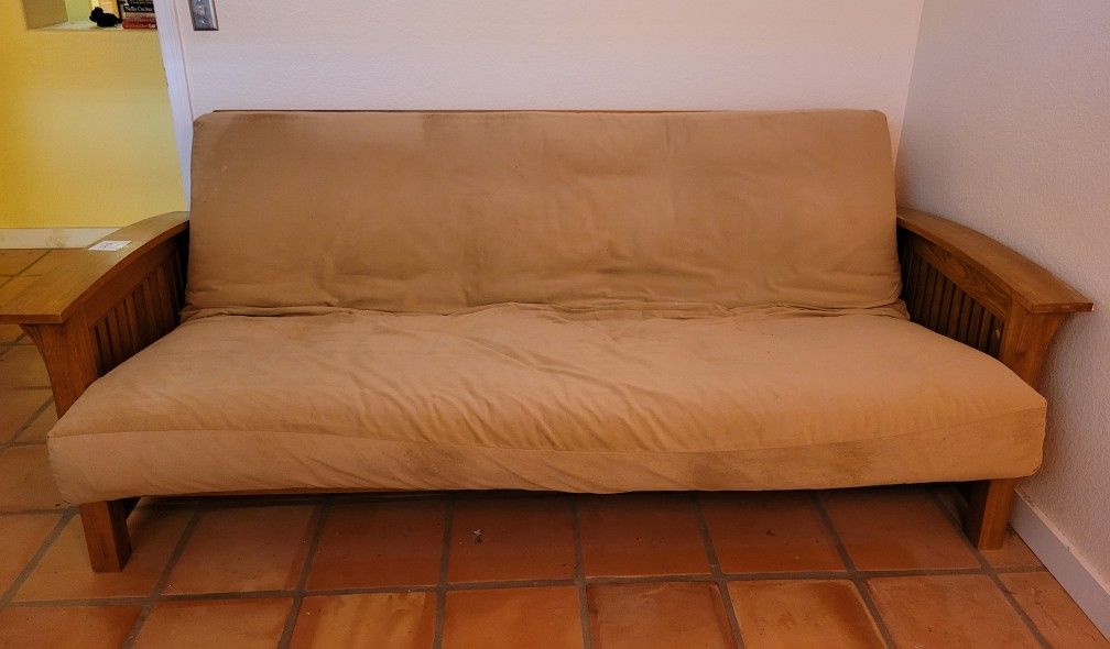 Futon With Mattress (Oak Frame) for Sale in Chandler, AZ OfferUp