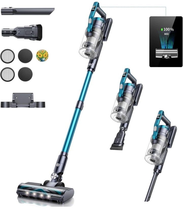 Cordless Vacuum Cleaner, 38Kpa 450W Stick Vacuum with
Aromatherapy Design, Anti-Tangle Vacuum Cleaners for
Home LED Smart Animation Display, Handheld