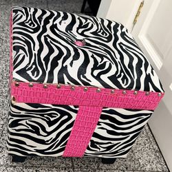Zebra with Pink Storage Ottoman OFFERS WELCOME