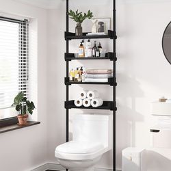 4-Tier Over the Toilet Storage Shelf – Adjustable (Black)