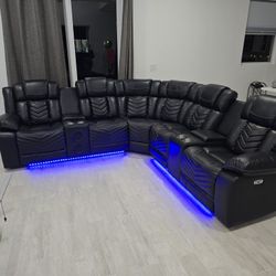 Seccional Reclinable Led Electrico 