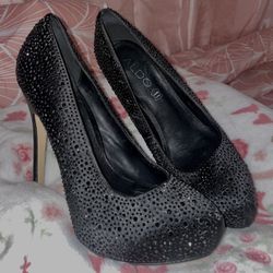 Aldo Black Rhinestones Stilettos Heels 