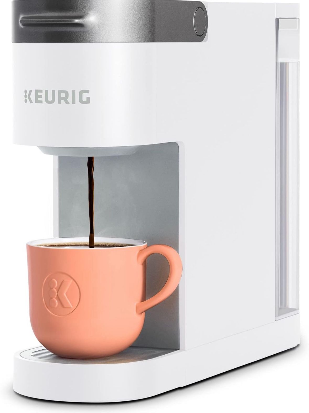 Keurig K-Slim Single Serve K-Cup Pod Coffee Maker, Multistream Technology, 3 Brew Sizes, Slim and Sleek Design, 46oz Removable Reservoir, White