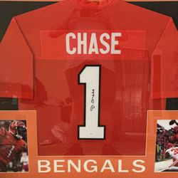 Framed Ja'Marr Chase Signed Jersey 