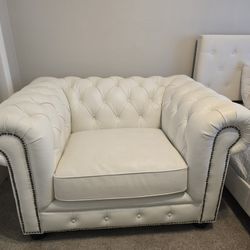 Leather Armchair Ottoman