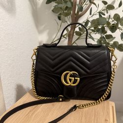 Black GG Marmont Small Top Handle Bag