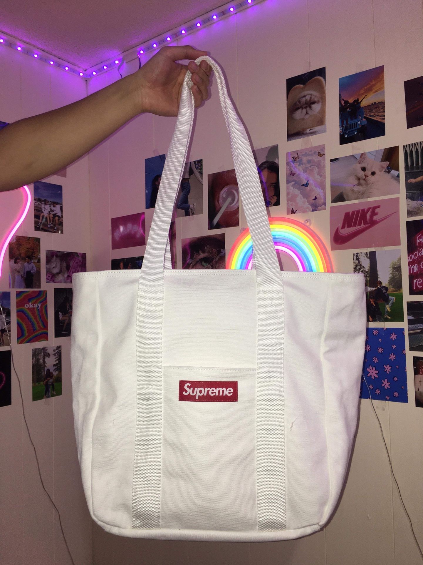 Supreme canvas tote bag