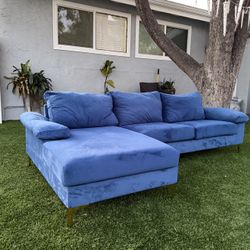 Blue 2 Piece L Shape Sectional Sofa