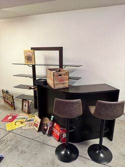 Bar , bar shelves, bar stools , bar decor