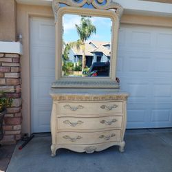 Hebredon  Marble Top Dresser And Mirror