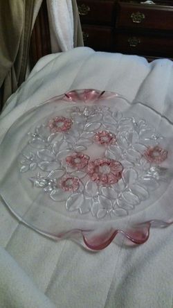 Beautiful large stained glass Bowl and Platter