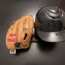 Rawlings Baseball Helmet And Glove 