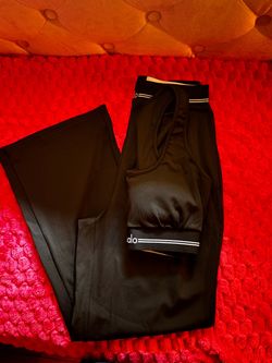 Alo Yoga Black Flare Pants and Sports Bra Set