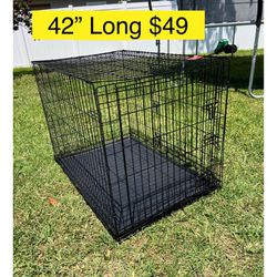 Double Door Metal Wire Dog with LeakProof Pan, foldable, 42 inch, kennel, dog or cat house / Jaula p