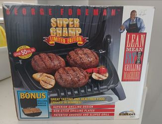 New.Never opened. George Foreman super champ Limited edition grilling machine.