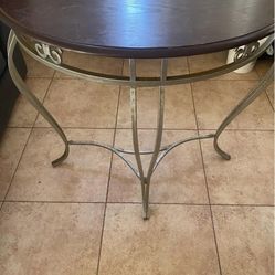 Wood console table with metal legs