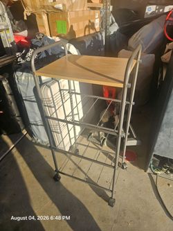 Rolling Kitchen Cart with Wood Top