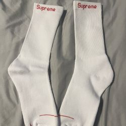White Supreme Socks