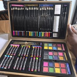 Nicole 79 Piece Studio Art & Craft Supplies Drawing and Painting Set in Wood Box