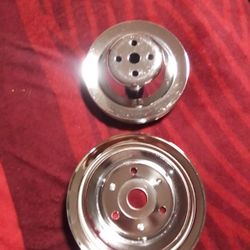 Small Block Chevy,Long Water Pump Chrome Pulleys