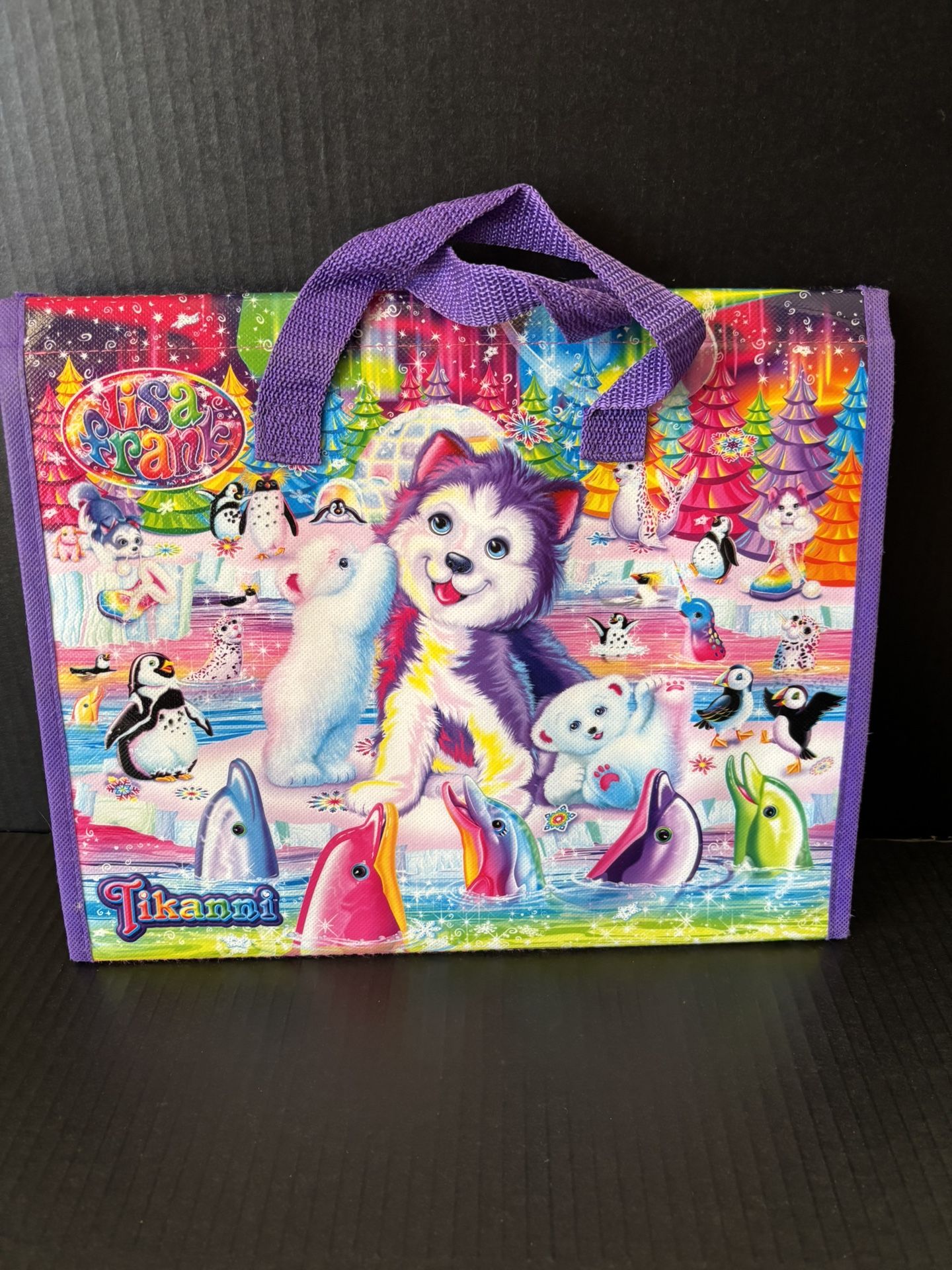Lisa Frank TIKANNI HUSKY Trifold Portfolio Storage Case Empty
