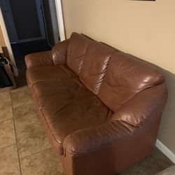 Brown Leather Couch 