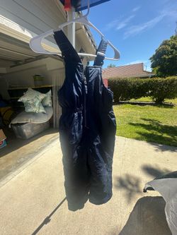 Navy blue snow bibs