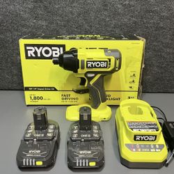 RYOBI ONE+ 18V Cordless 1/4 in. Impact Drill/Driver Kit with (2) 1.5 Ah Batteries and Charger