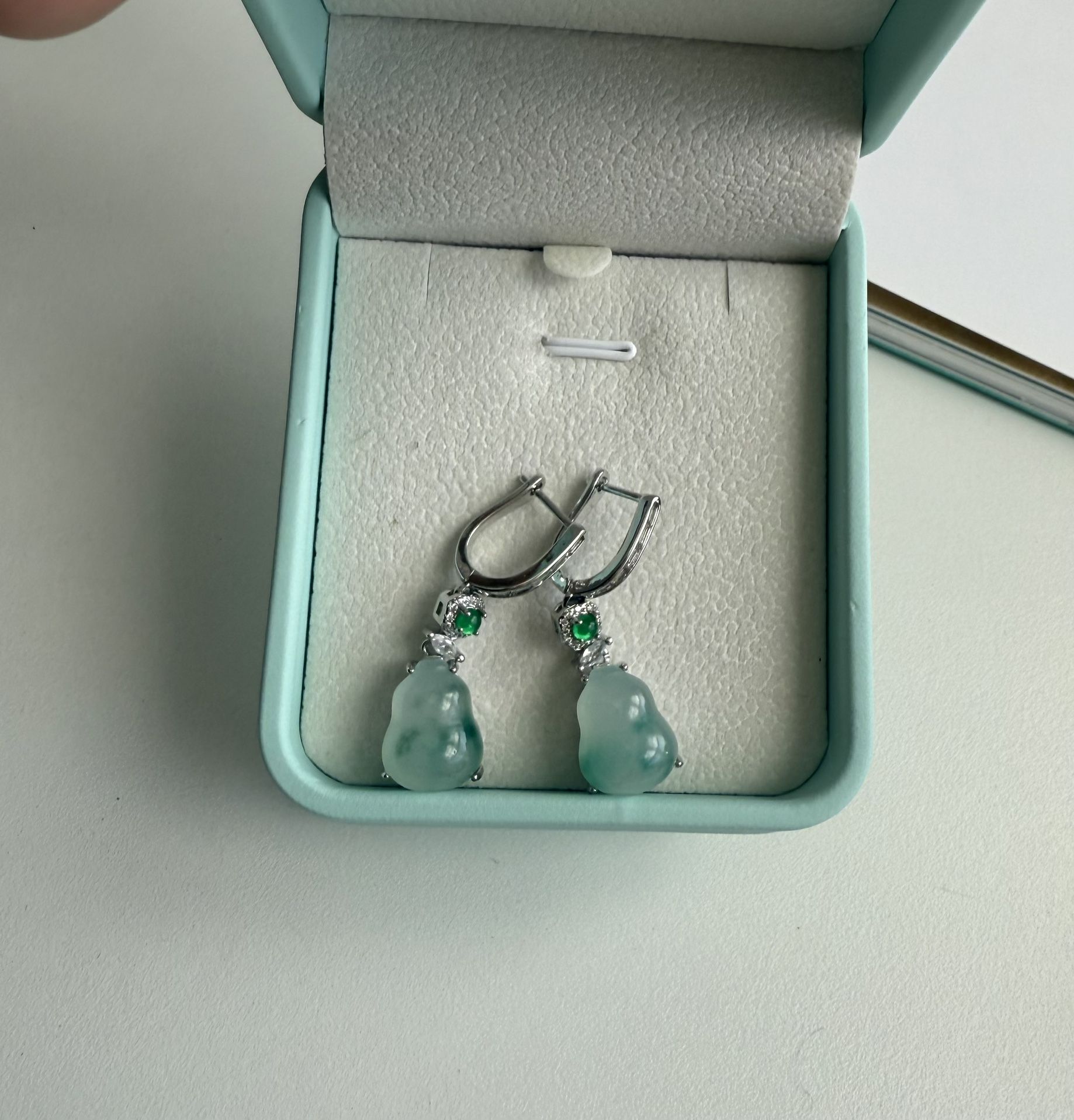 Natural Real Jade Hulu Drop Dangle Earrings Silver Jade Gemstone Jewelry Gift