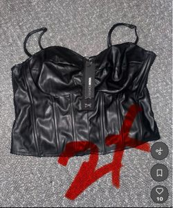 Fashion Nova Black Faux Leather Corset Top