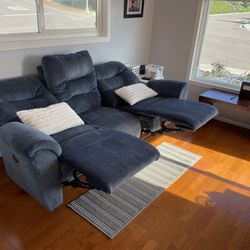 Reclining Sofa, Blue