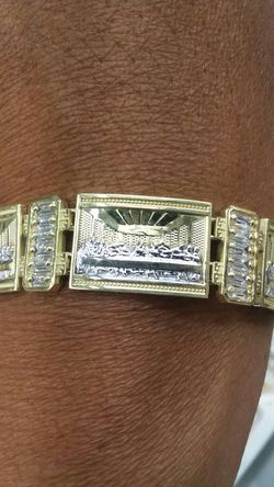 10k gold bracelet cz stones high quality 9 inch long 26.4
