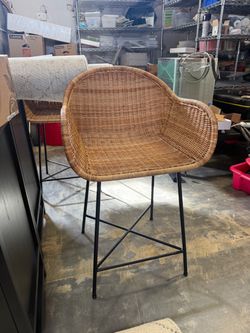 West Elm Rattan Bar Stools (set of 4)