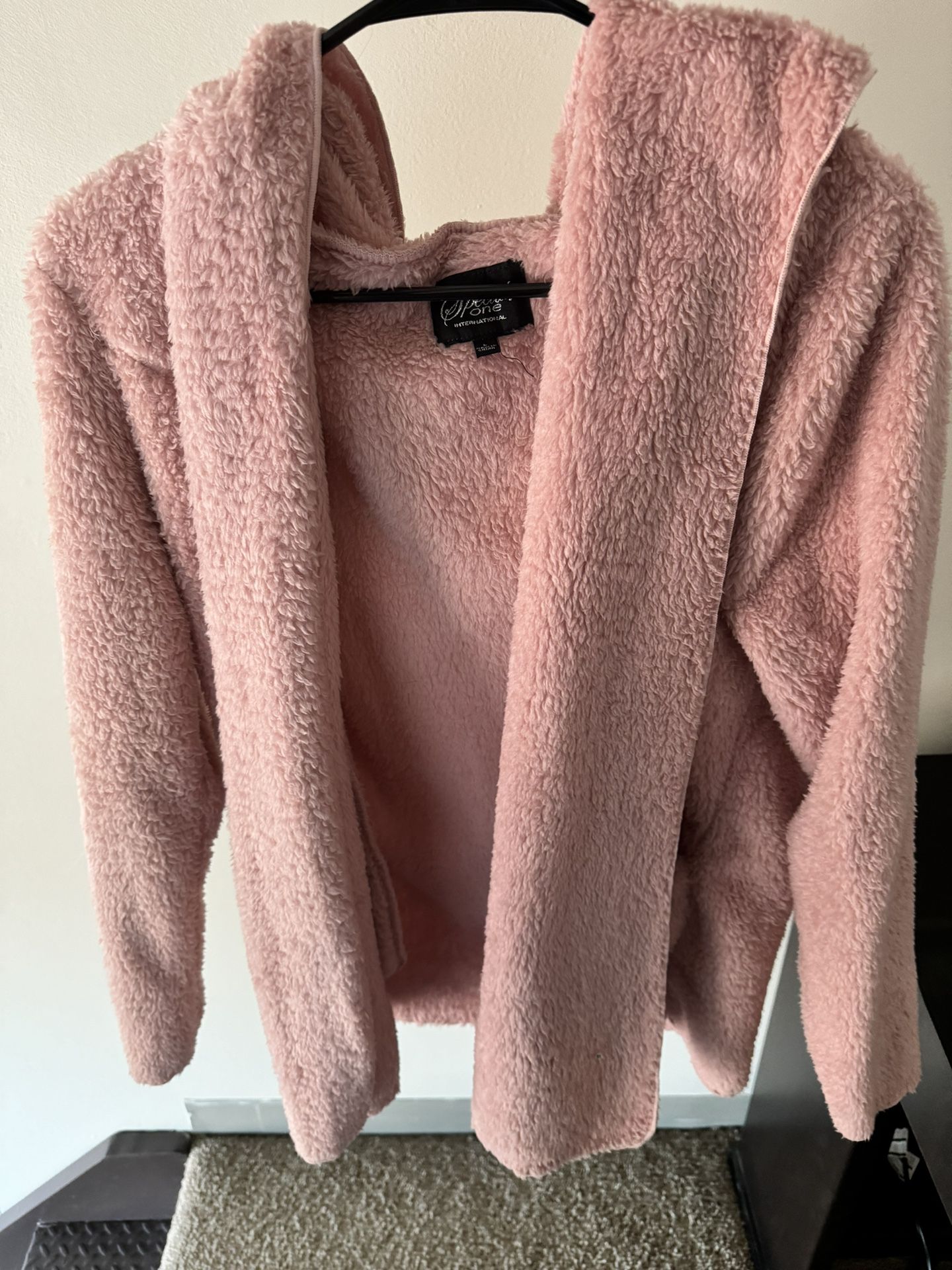 Pink Fuzzy Jacket With Hood (Large)