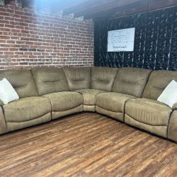 Delivery Available Brown L shape recliner sectional sofa couch