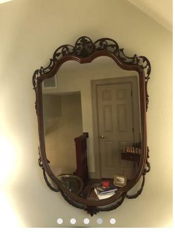 Ca. 1940’s mahogany Shield Mirror 