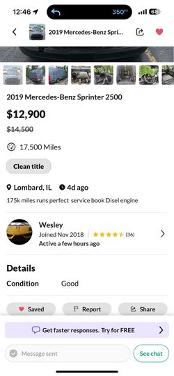 2019 Mercedes-Benz Sprinter Cargo
