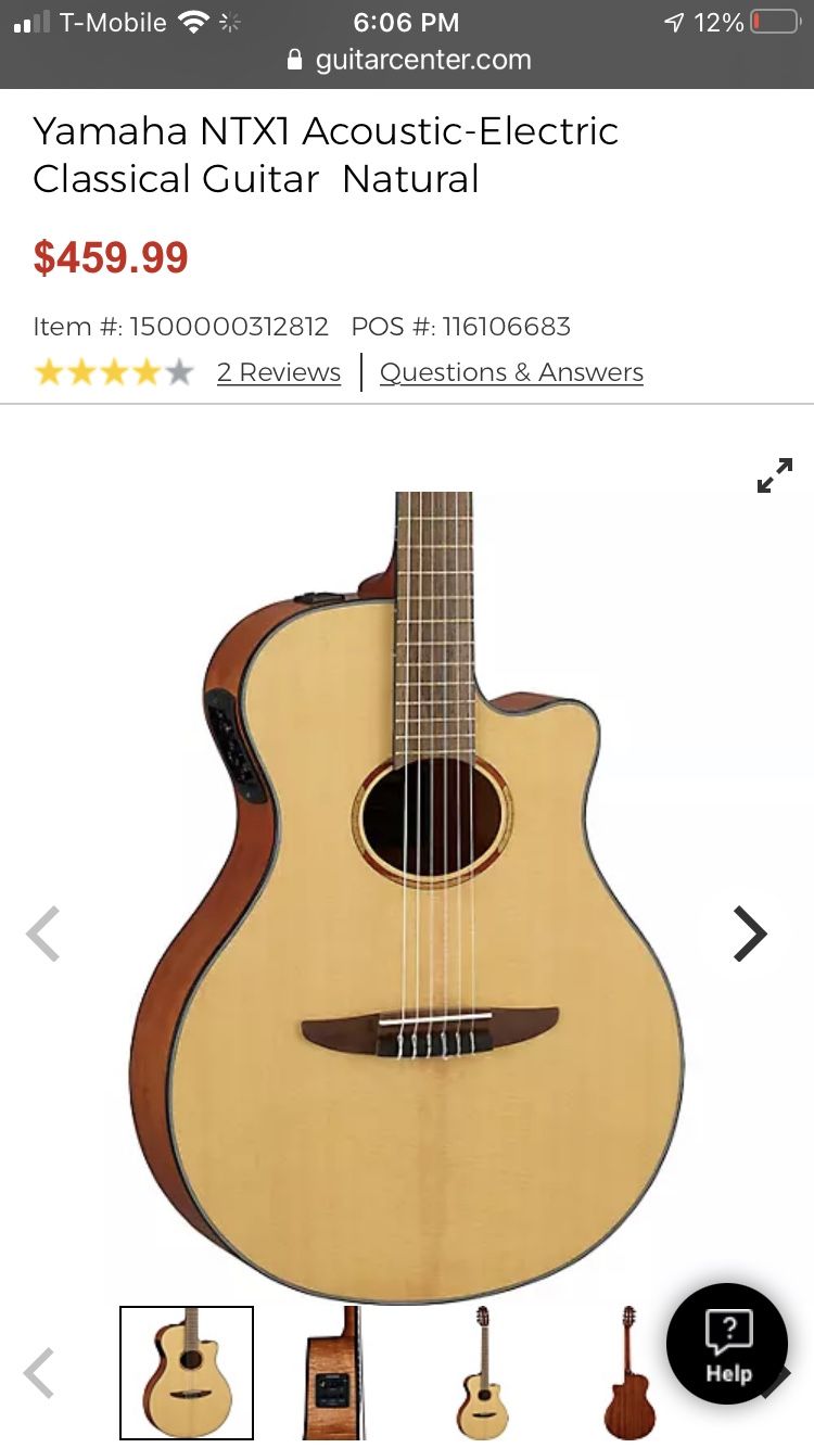 Yamaha NTX1 Acoustic Electric Classical Guitar Natural