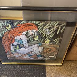 Late Painting Of Woman Professionally Framed 