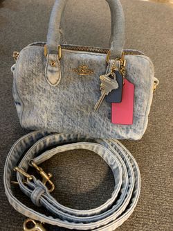 Coach Mini Rowan crossbody bag In Loved Denim