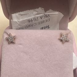 14k Rose Gold And Natural Diamond Earrings 