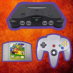 Nintendo 64 Console Bundle + Super Mario 64 Cartridge Game + Controller + Cables