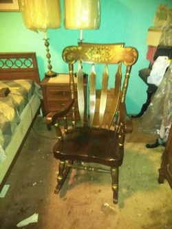 Vintage 1930s solid wood rocking chair