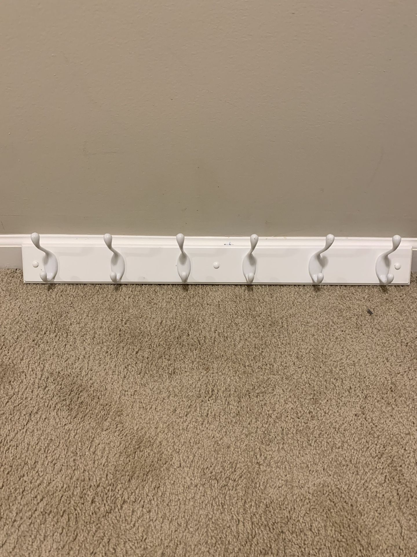 Coat and Hook Rack with 5-dual-Hooks - Flat White 