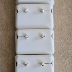 SILVER & MOISSANITE STUD EARRINGS 3.5MM